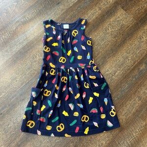 Hanna Andersson Navy Dress with Colorful Snack Print